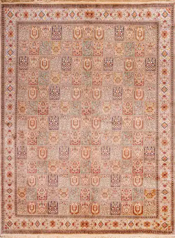 Ковёр Кашмир 18815 — кремовый и красный, геометрический рисунок