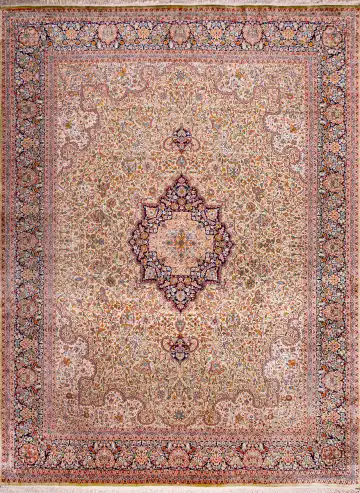 Ковёр Кашмир 18817 — кремовый и красный, с медальоном