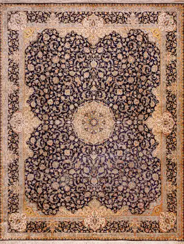 Ковёр Кашмир 18819 — кремовый и синий, растительный рисунок
