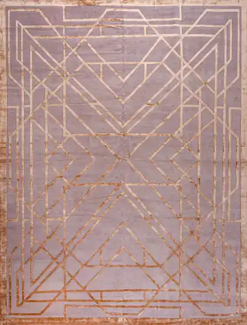 Ковёр Shape 19149 — серый и золотистый, с медальоном