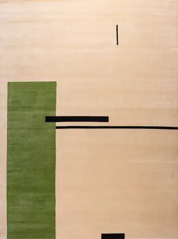 Ковёр Shape 19244 — кремовый и зелёный, абстрактный рисунок