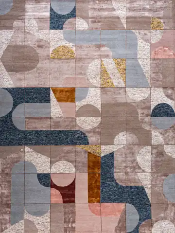 Ковёр Shape 19283 — бежевый и синий, абстрактный рисунок