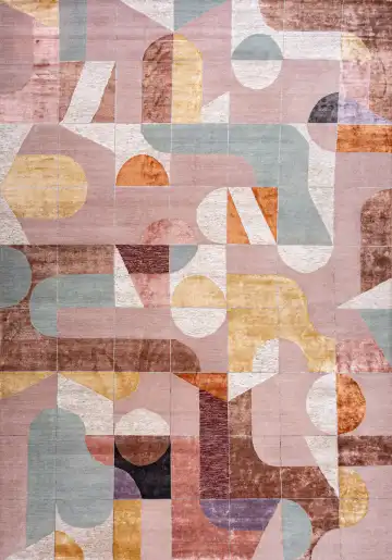 Ковёр Shape 19313 — розовый и синий, абстрактный рисунок