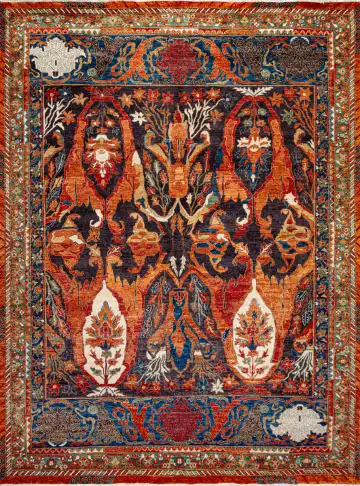 Ковёр Bidjar 19570 — красный и синий, с медальоном