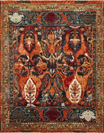 Ковёр Bidjar 19571 — оранжевый и синий, с медальоном
