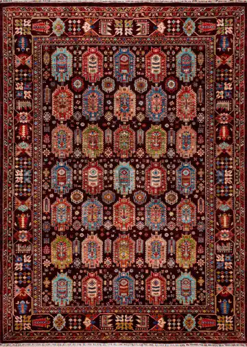 Ковёр Suzani 19591 — коричневый и голубой, геометрический рисунок