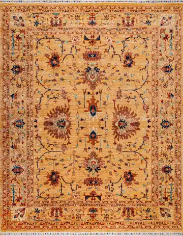 Ковёр Suzani 19600 — жёлтый и коричневый, растительный рисунок