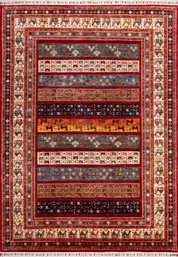 Ковёр Suzani 19613 — красный и синий, в полоску