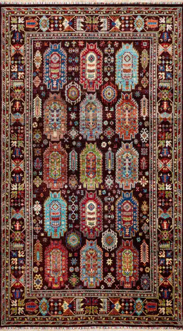Ковёр Suzani 19617 — красный и голубой, восточный орнамент