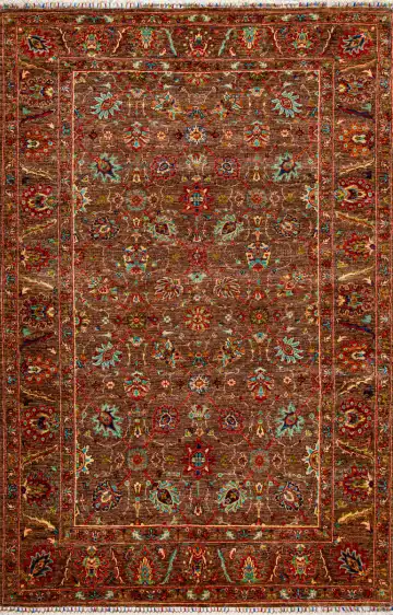 Ковёр Suzani 19618 — коричневый и красный, растительный рисунок