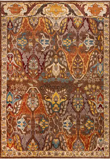 Ковёр Bidjar 19740 — коричневый и оранжевый, восточный орнамент