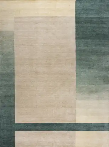 Ковёр Mono 19788 — кремовый и зелёный, геометрический рисунок