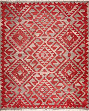 Ковёр Килим 20006 — кремовый и красный, геометрический рисунок