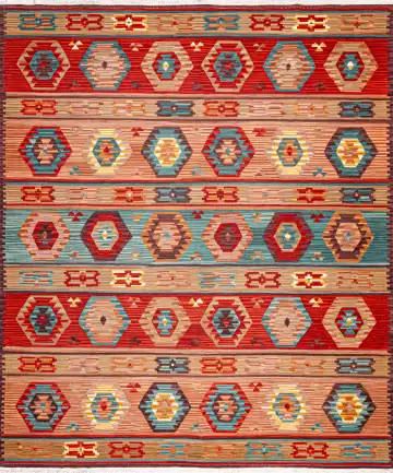 Ковёр Килим 20007 — красный и голубой, геометрический рисунок