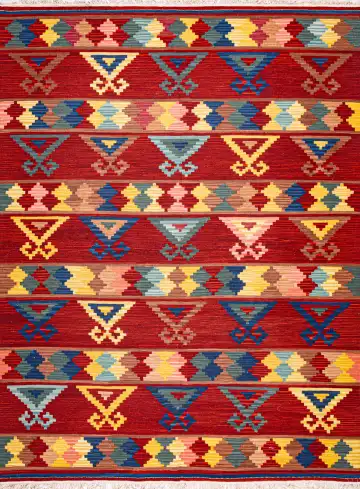 Ковёр Килим 20016 — красный и голубой, в полоску