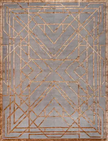 Ковёр Shape 20127 — серый и золотистый, геометрический рисунок