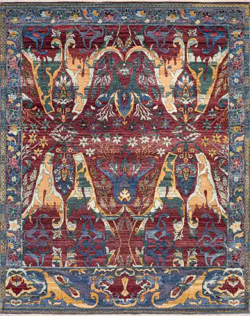 Ковёр Bidjar 20539 — красный и синий, сюжетный рисунок