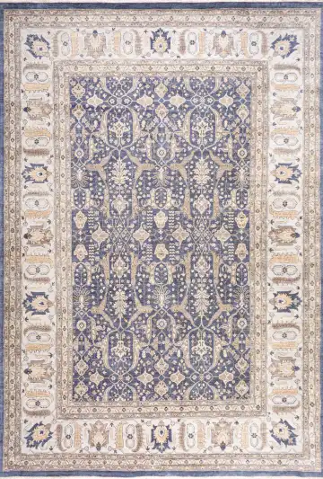 Ковёр Агра 20882 — синий и кремовый, геометрический рисунок