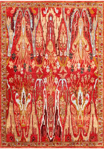 Ковёр Bidjar 21083 — красный и белый, сюжетный рисунок
