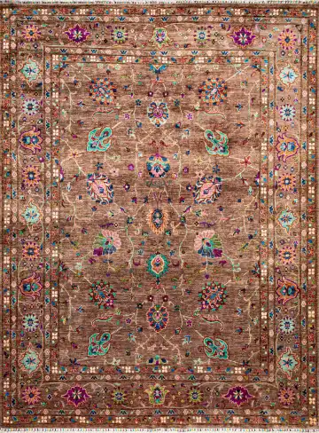 Ковёр Suzani 21191 — коричневый и голубой, с медальоном