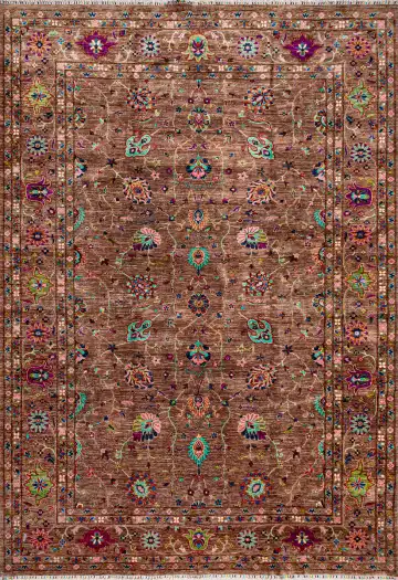 Ковёр Suzani 21192 — коричневый и красный, с медальоном