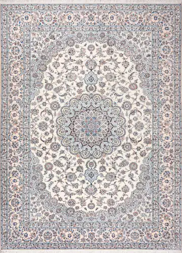 Ковёр Наин 21296 — кремовый и голубой, с медальоном