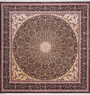 Ковёр Исфахан 21319 — розовый и коричневый, геометрический рисунок