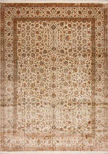 Ковёр Кашмир 21368 — кремовый и коричневый, растительный рисунок