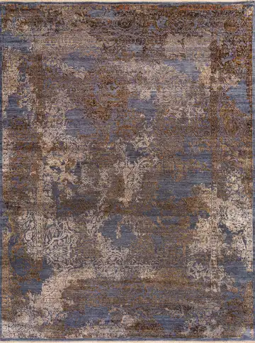 Ковёр Illusion 21681 — синий и кремовый, восточный орнамент