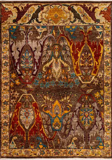 Ковёр Bidjar 21886 — коричневый и жёлтый, восточный орнамент