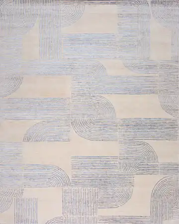 Ковёр Shape 21996 — кремовый и голубой, абстрактный рисунок