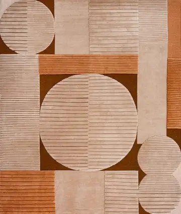 Ковёр Cc-tapis 22054 — кремовый и оранжевый, геометрический рисунок