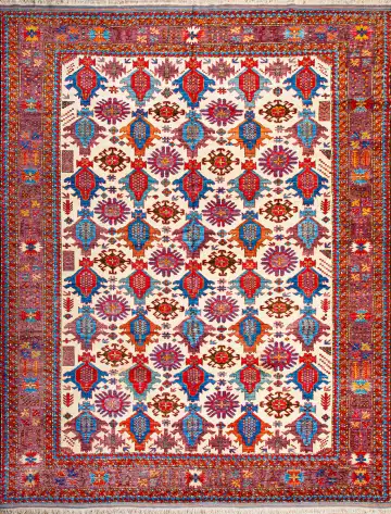 Ковёр Казах 22068 — красный и синий, с медальоном