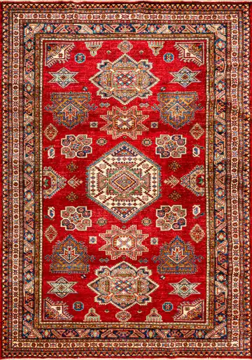 Ковёр Казах 22084 — красный и белый, с медальоном
