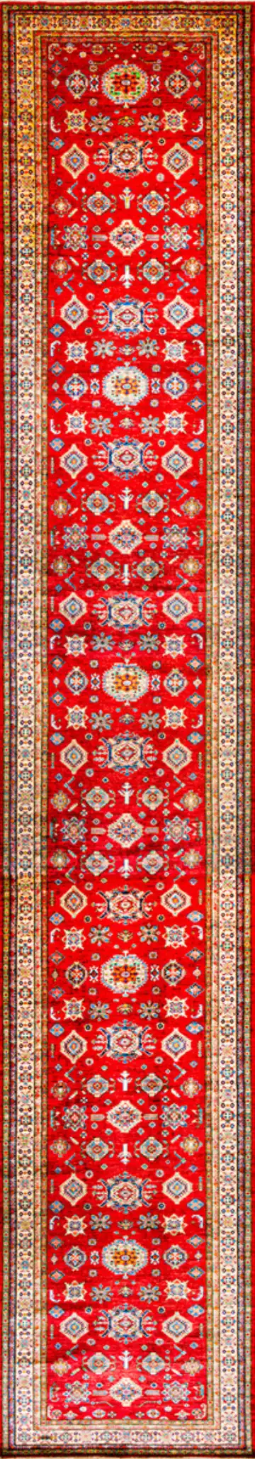 Ковёр Казах 22091 — красный и белый, с медальоном