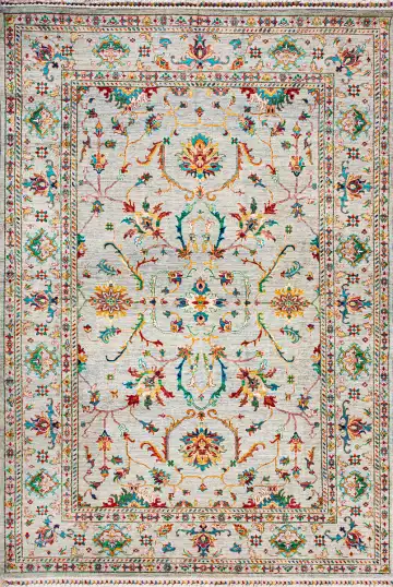 Ковёр Suzani 22093 — кремовый и голубой, с медальоном