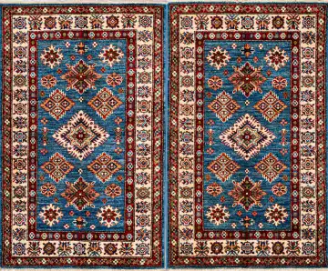 Ковёр Казах 22100 — синий и красный, с медальоном