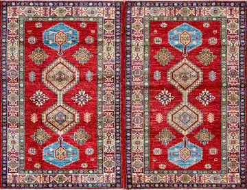Ковёр Казах 22101 — красный и коричневый, с медальоном