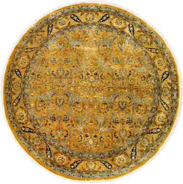 Ковёр Агра 22627 — золотистый и синий, растительный рисунок