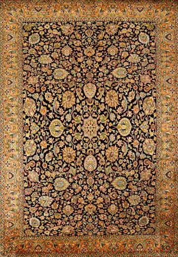 Ковёр Кашмир 22668 — коричневый и золотистый, растительный рисунок