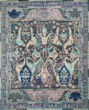Ковёр Bidjar 22859 — кремовый и чёрный, сюжетный рисунок