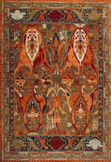 Ковёр Bidjar 22860 — красный и белый, восточный орнамент