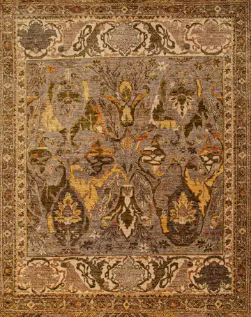Ковёр Bidjar 22861 — коричневый и жёлтый, сюжетный рисунок