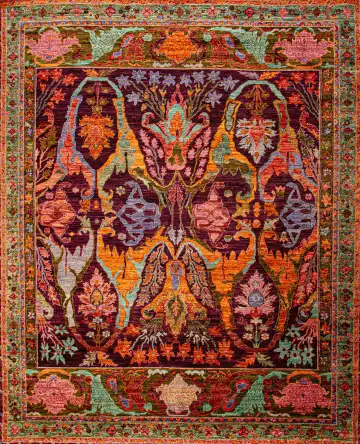 Ковёр Bidjar 22887 — красный и жёлтый, с медальоном