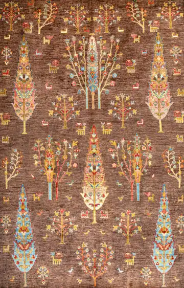 Ковёр Suzani 22898 — коричневый и жёлтый, растительный рисунок