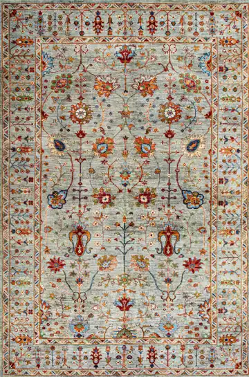 Ковёр Suzani 22900 — голубой и красный, растительный рисунок