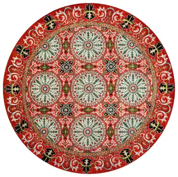 Ковёр Suzani 22907 — красный и зелёный, с медальоном
