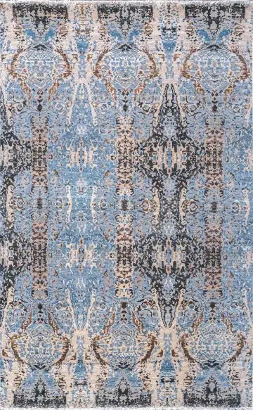 Ковёр Dazzle 23351 — голубой и белый, с медальоном
