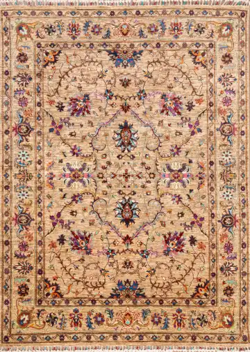Ковёр Suzani 23670 — кремовый и фиолетовый, восточный орнамент