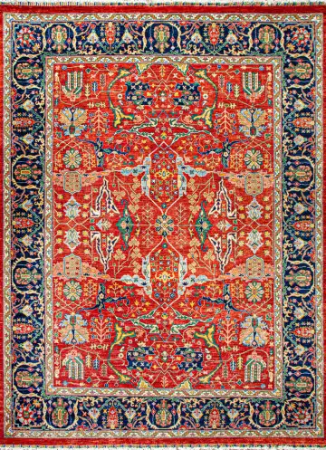 Ковёр Suzani 23673 — бежевый и красный, с медальоном
